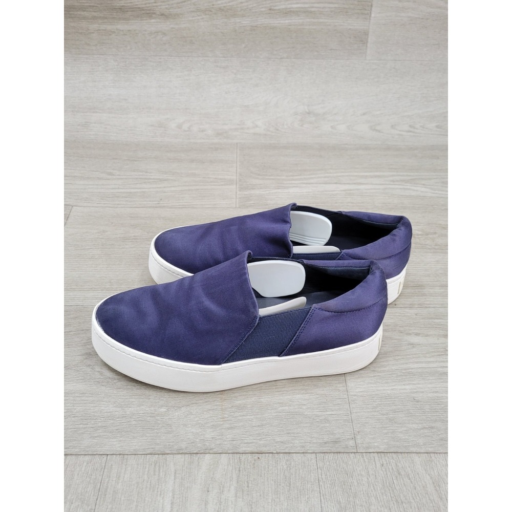 Vince Warren Platform Slip On Sneakers Women's 7.5M Navy Blue Wool Shoes